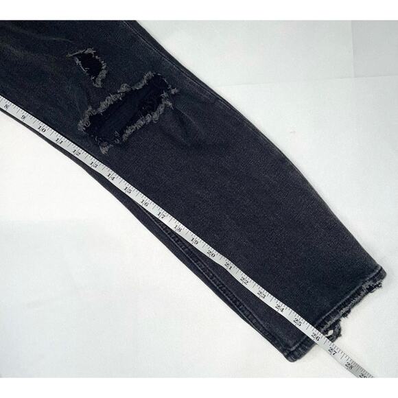 Abercrombie & Fitch The Ankle Straight Black Distressed Ultra High Rise Sz 27/4 - Picture 7 of 10